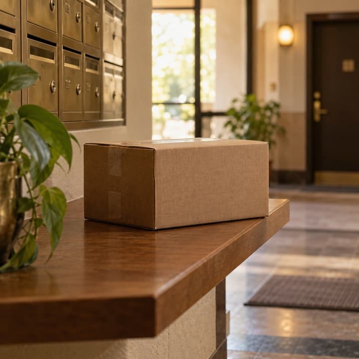 A delivery box waiting outside a front door
